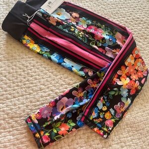 Johnny Was Black and Pink Floral Leggings